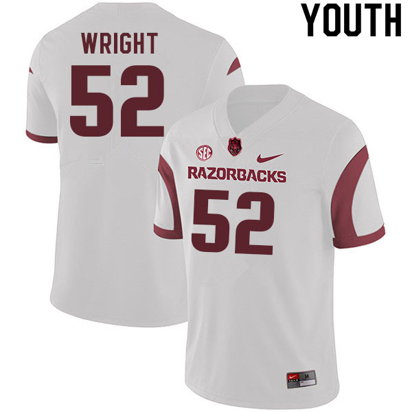 Youth #52 Solomon Wright Arkansas Razorbacks College Football Jerseys Sale-White - Click Image to Close